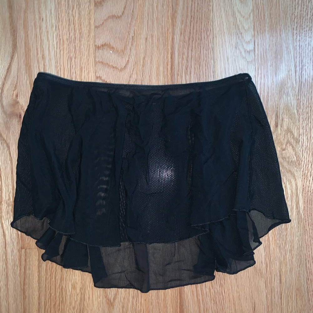 Black mesh hi-lo skirt